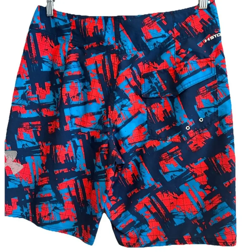 NEW Under Armour Board Shorts STORM Mens 34 Swim Trunks Surf Red Blue AMERICA